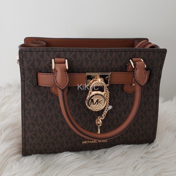 Michael Kors Hamilton Small Logo Satchel Brown 35F1GHMS1B - Picture 6 of 17